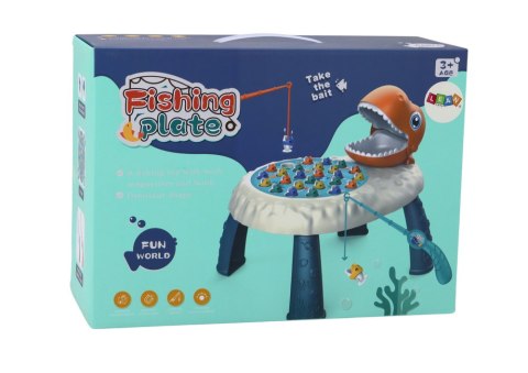 LEAN Toys Gra Zręcznościowa Łowienie Rybek Stolik Dinozaur Pomarańczowy