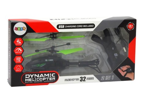 LEAN Toys Helikopter Sterowany Dłonią Opaska Czarno-Zielony