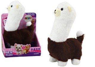 LEAN Toys Interaktywne Zwierzątko Lama Alpaka Chodzi Gra Brązowa 23 cm