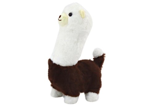 LEAN Toys Interaktywne Zwierzątko Lama Alpaka Chodzi Gra Brązowa 23 cm