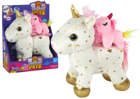 LEAN Toys Jednorożec Pluszak Usypiacz Kołysanka Biały W Gwiazdki Zestaw