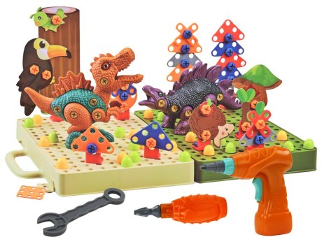 LEAN Toys Klocki Puzzle Konstrukcyjne 3D DIY Dinozaury Rozkręcanie Wiertarka