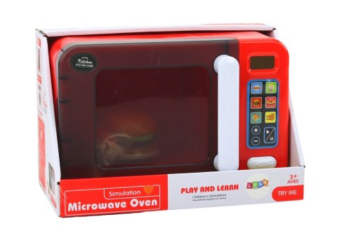LEAN Toys Kuchenka Mikrofalowa Mikrofala Zabawkowa Czerwona Dodatki