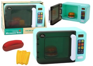 LEAN Toys Kuchenka Mikrofalowa Mikrofala Zabawkowa Turkusowa Dodatki