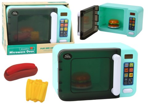 LEAN Toys Kuchenka Mikrofalowa Mikrofala Zabawkowa Turkusowa Dodatki