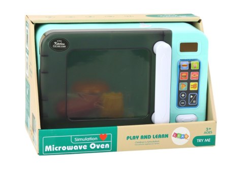 LEAN Toys Kuchenka Mikrofalowa Mikrofala Zabawkowa Turkusowa Dodatki