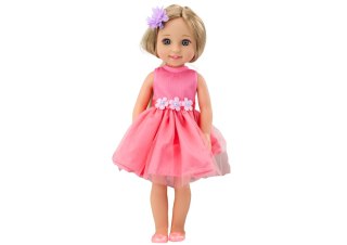 LEAN Toys Lalka Długie Włosy Różowa Sukienka Spinka Szczotka 38cm