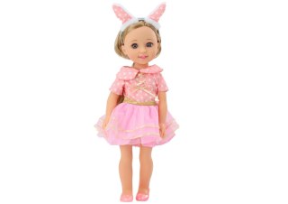 LEAN Toys Lalka Różowa Sukienka Długie Włosy Opaska Szczotka 38cm