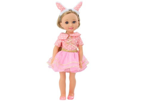 LEAN Toys Lalka Różowa Sukienka Długie Włosy Opaska Szczotka 38cm