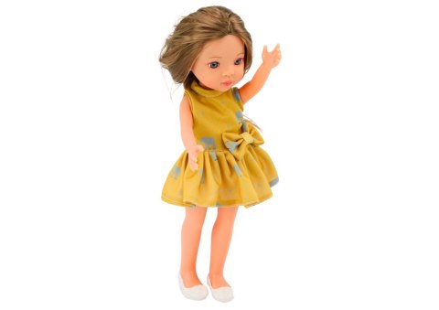 LEAN Toys Lalka Żółta Sukienka Brązowe Włosy Duża Laleczka 33cm