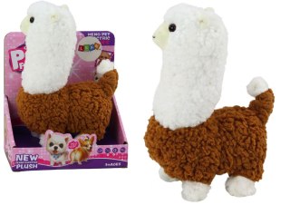 LEAN Toys Lama Interaktywne Zwierzątko Alpaka Brązowa Chodzi Gra 23 cm