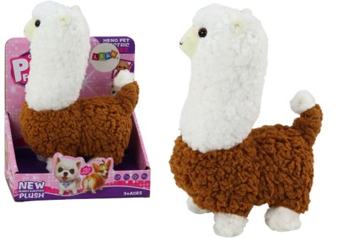 LEAN Toys Lama Interaktywne Zwierzątko Alpaka Brązowa Chodzi Gra 23 cm