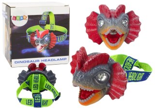 LEAN Toys Latarka Czołówka Dinozaur Regulowana Opaska 3 Diody Led