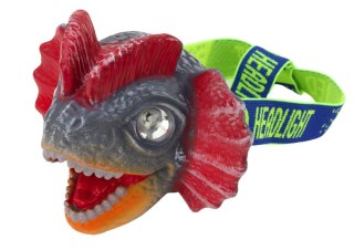LEAN Toys Latarka Czołówka Dinozaur Regulowana Opaska 3 Diody Led