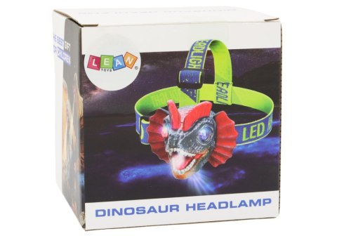 LEAN Toys Latarka Czołówka Dinozaur Regulowana Opaska 3 Diody Led