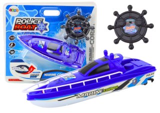 LEAN Toys Łódź Policyjna Zdalnie Sterowana RC Niebieska Pilot 27MHz
