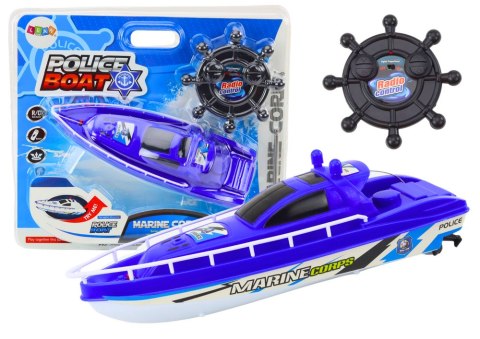 LEAN Toys Łódź Policyjna Zdalnie Sterowana RC Niebieska Pilot 27MHz