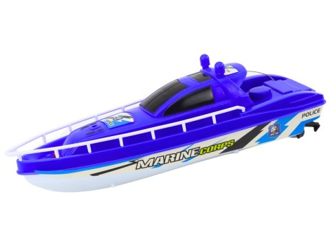 LEAN Toys Łódź Policyjna Zdalnie Sterowana RC Niebieska Pilot 27MHz
