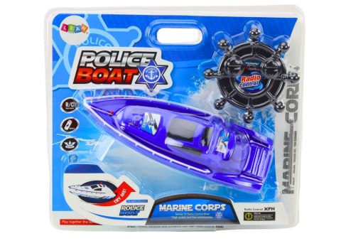 LEAN Toys Łódź Policyjna Zdalnie Sterowana RC Niebieska Pilot 27MHz