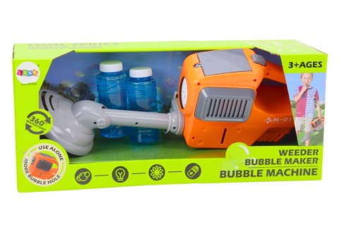 LEAN Toys Maszyna Do Baniek Mydlanych Kosiarka Podkaszarka Dwa Płyny Pomarańczowa