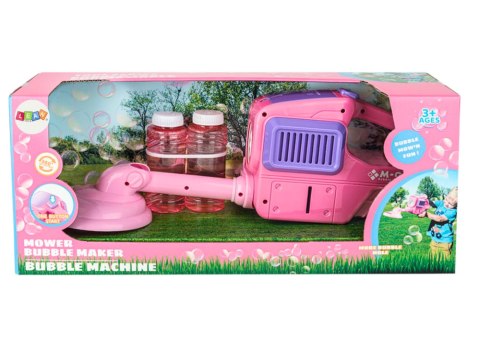 LEAN Toys Maszyna Do Baniek Mydlanych Kosiarka Podkaszarka Dwa Płyny Różowa