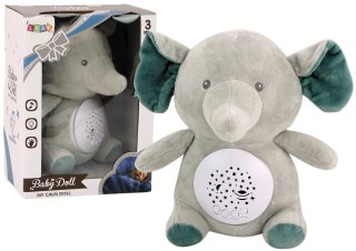 LEAN Toys Miś Słonik Usypiający Melodie Światła Projektor Gwiazd Szary