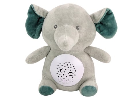 LEAN Toys Miś Słonik Usypiający Melodie Światła Projektor Gwiazd Szary