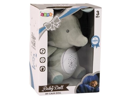 LEAN Toys Miś Słonik Usypiający Melodie Światła Projektor Gwiazd Szary