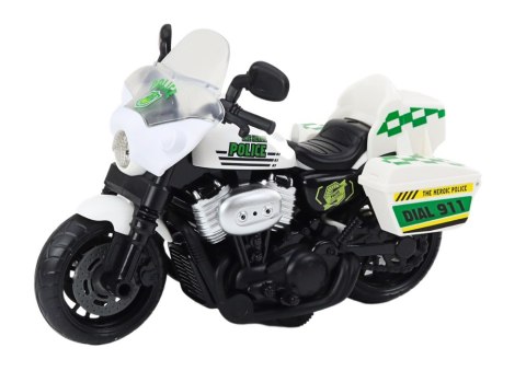 LEAN Toys Motocykl Policyjny 1:10 Światła Dźwięki Biały Czerwony