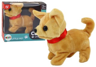 LEAN Toys Piesek Pluszowy Interaktywny Zwierzątko Chodzi Szczeka Beżowy