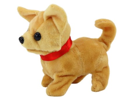 LEAN Toys Piesek Pluszowy Interaktywny Zwierzątko Chodzi Szczeka Beżowy