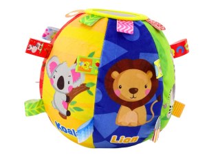 LEAN Toys Piłka Pluszowa Miękka Sensoryczna Edukacyjna Grzechotka Zwierzątka 18cm
