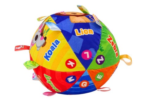 LEAN Toys Piłka Pluszowa Miękka Sensoryczna Edukacyjna Grzechotka Zwierzątka 18cm