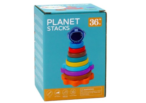LEAN Toys Piramida Sorter Drewniany Układanka Piramidka Planety Kosmos 10 ele.