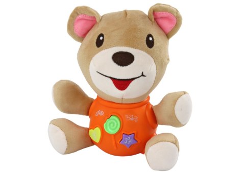 LEAN Toys Pluszowy Miś Interaktywny Pluszak Pomarańczowy Grający 23 cm