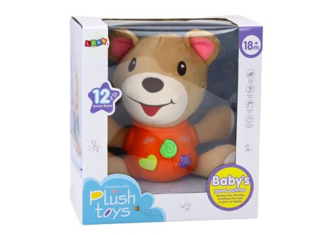 LEAN Toys Pluszowy Miś Interaktywny Pluszak Pomarańczowy Grający 23 cm