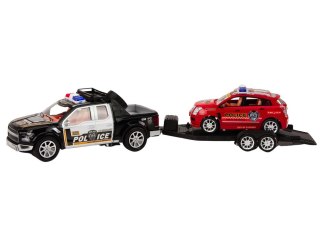 LEAN Toys Policyjny Zestaw Auto Pickup Terenowe Laweta Przyczepa Policja