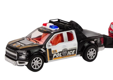 LEAN Toys Policyjny Zestaw Auto Pickup Terenowe Laweta Przyczepa Policja