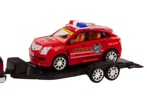 LEAN Toys Policyjny Zestaw Auto Pickup Terenowe Laweta Przyczepa Policja