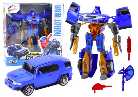 LEAN Toys Robot Auto 2w1 Transformacja Akcesoria Broń Niebieski
