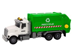 LEAN Toys Śmieciarka Kosze Na Śmieci Światła Dźwięki Napęd Biało-Zielona