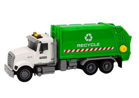 LEAN Toys Śmieciarka Kosze Na Śmieci Światła Dźwięki Napęd Biało-Zielona