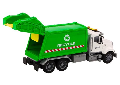LEAN Toys Śmieciarka Kosze Na Śmieci Światła Dźwięki Napęd Biało-Zielona