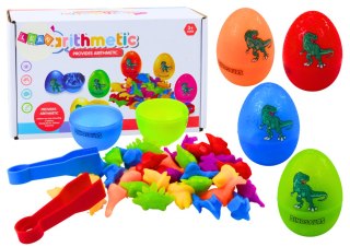 LEAN Toys Sorter Jaja Dinozaurów Szczypce Kolorowe 6 Sztuk