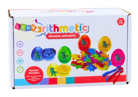 LEAN Toys Sorter Jaja Dinozaurów Szczypce Kolorowe 6 Sztuk