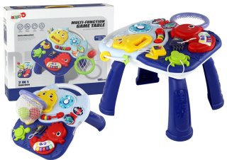 LEAN Toys Stolik Edukacyjny 2w1 Zwierzęta Morskie Pianinko Zegar Kosz Piłki