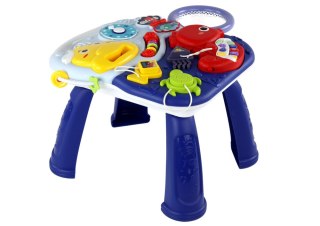 LEAN Toys Stolik Edukacyjny 2w1 Zwierzęta Morskie Pianinko Zegar Kosz Piłki