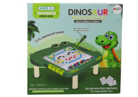 LEAN Toys Stolik Tablica Magnetyczna Edukacyjna Dinozaur Pad Układanka Zielona