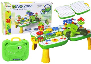 LEAN Toys Stolik Walizka Zestaw DIY Układanka Klocki Dinozaur Wkrętarka 249 ele.