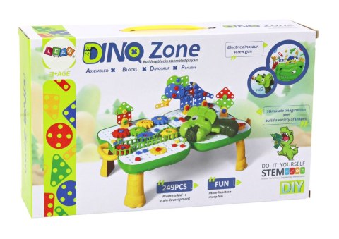 LEAN Toys Stolik Walizka Zestaw DIY Układanka Klocki Dinozaur Wkrętarka 249 ele.